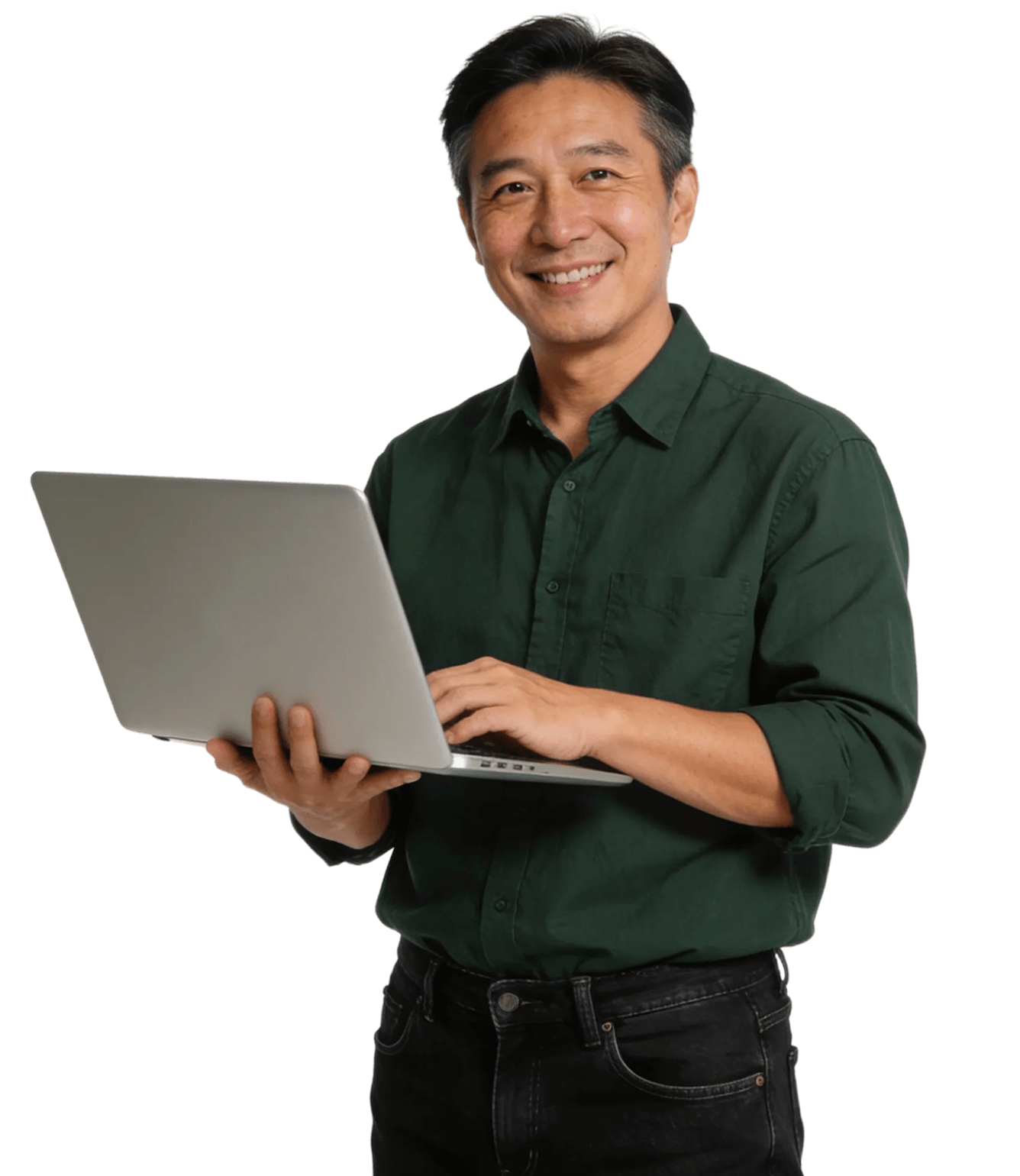 image of business man have laptop