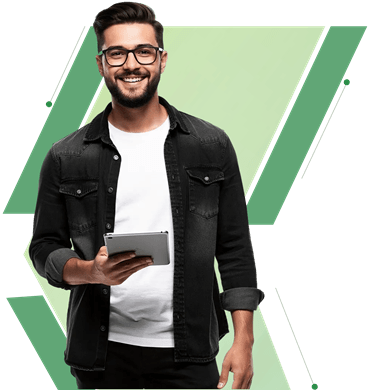 image of man using tablet