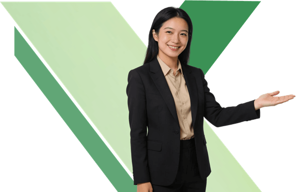 image of woman pointing right