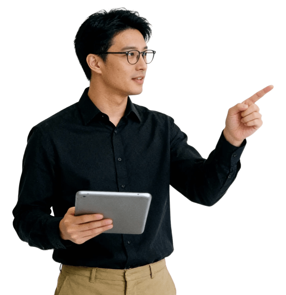 image of man with tablet