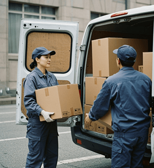 image of worker loading a van
